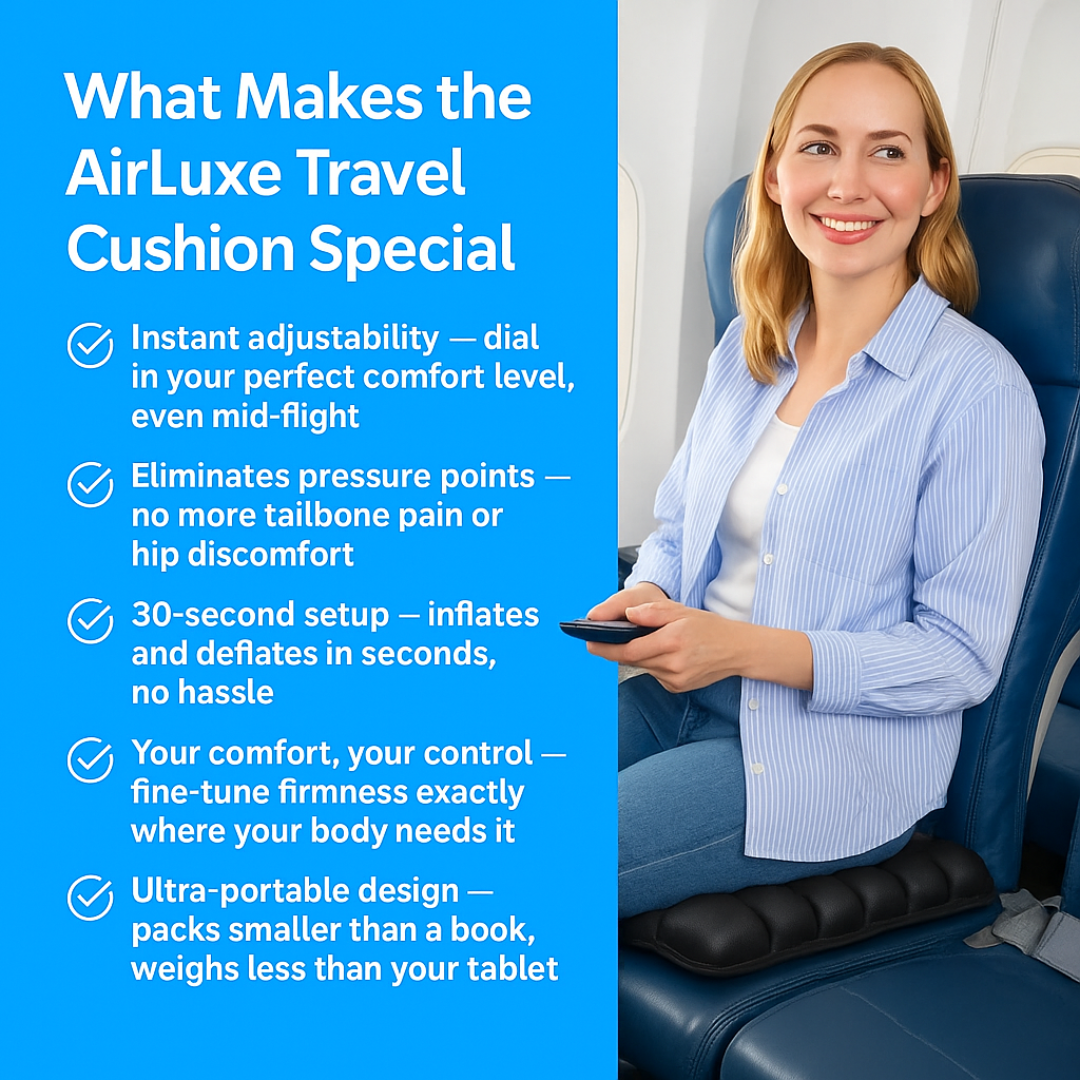AirLuxe Travel Cushion - Turn Any Seat into First Class Comfort
