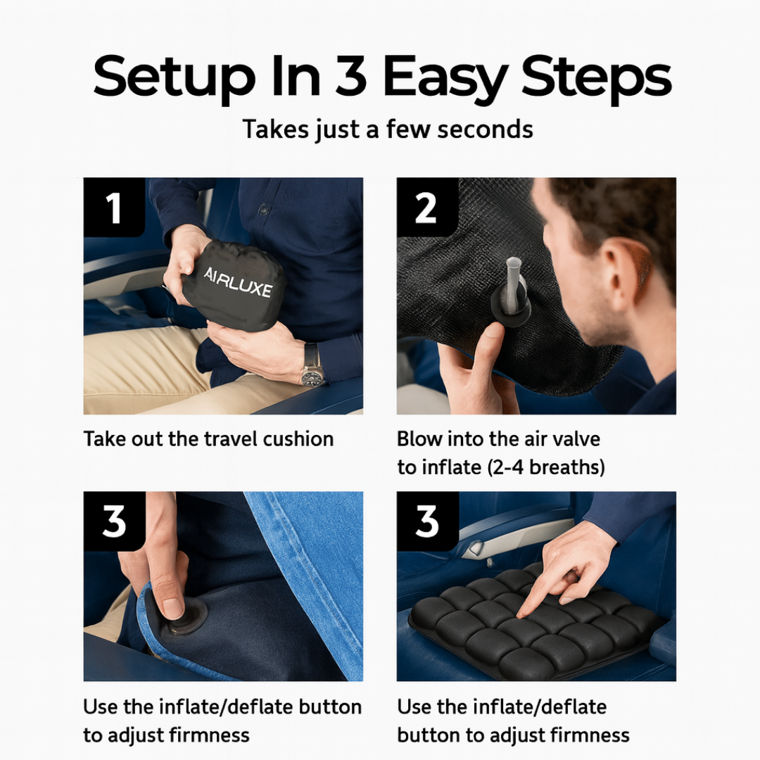 AirLuxe Travel Cushion - Turn Any Seat into First Class Comfort